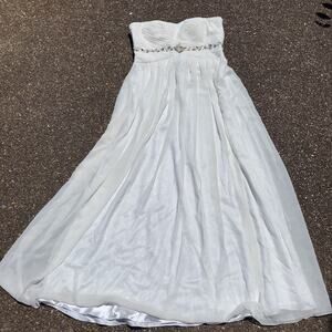 Fiesta Full Length Gala Prom Dress Beaded Strapless White XL